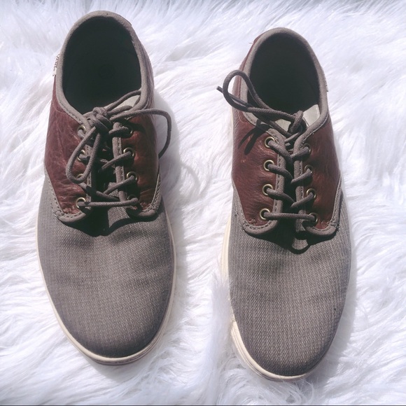 VANS // Brown Leather & Grey Sneakers - Picture 1 of 3